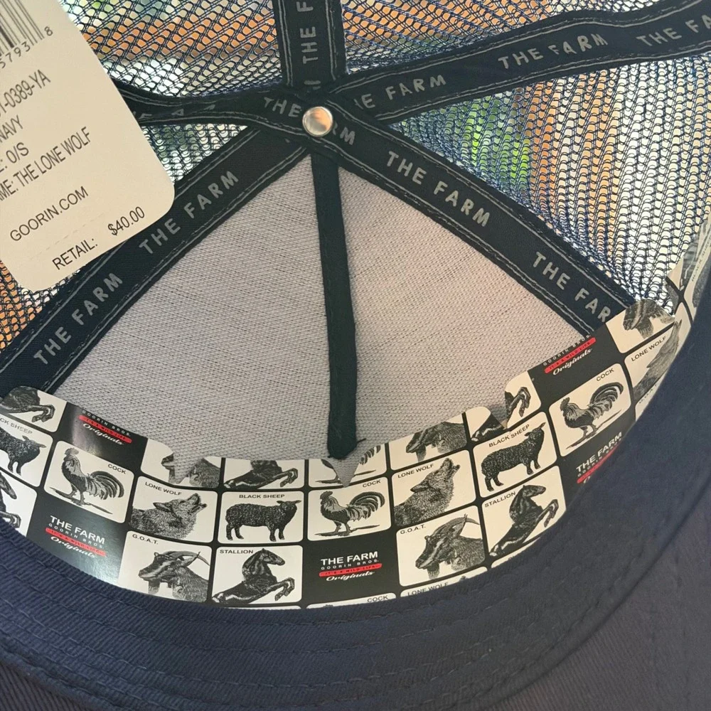 Goorin Bros The Lone Wolf Navy Trucker Hat Snapback The Farm 101-0389-YA NEW